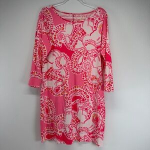 Lilly Pulitzer Marlowe Dress Pink Elephants Hot Coral Trunk in Love Size L